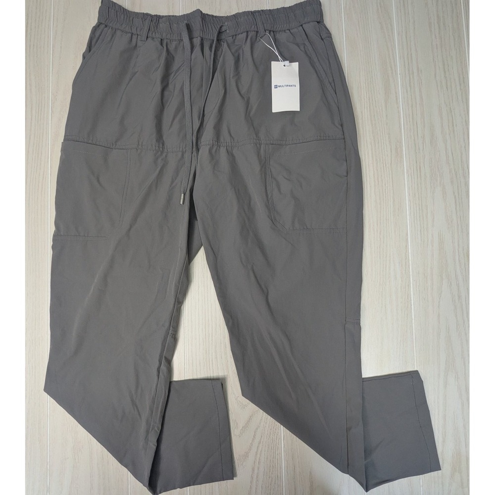 Multipants Women Active Pants Gray Large Short Nylon Spandex elastic drawstring